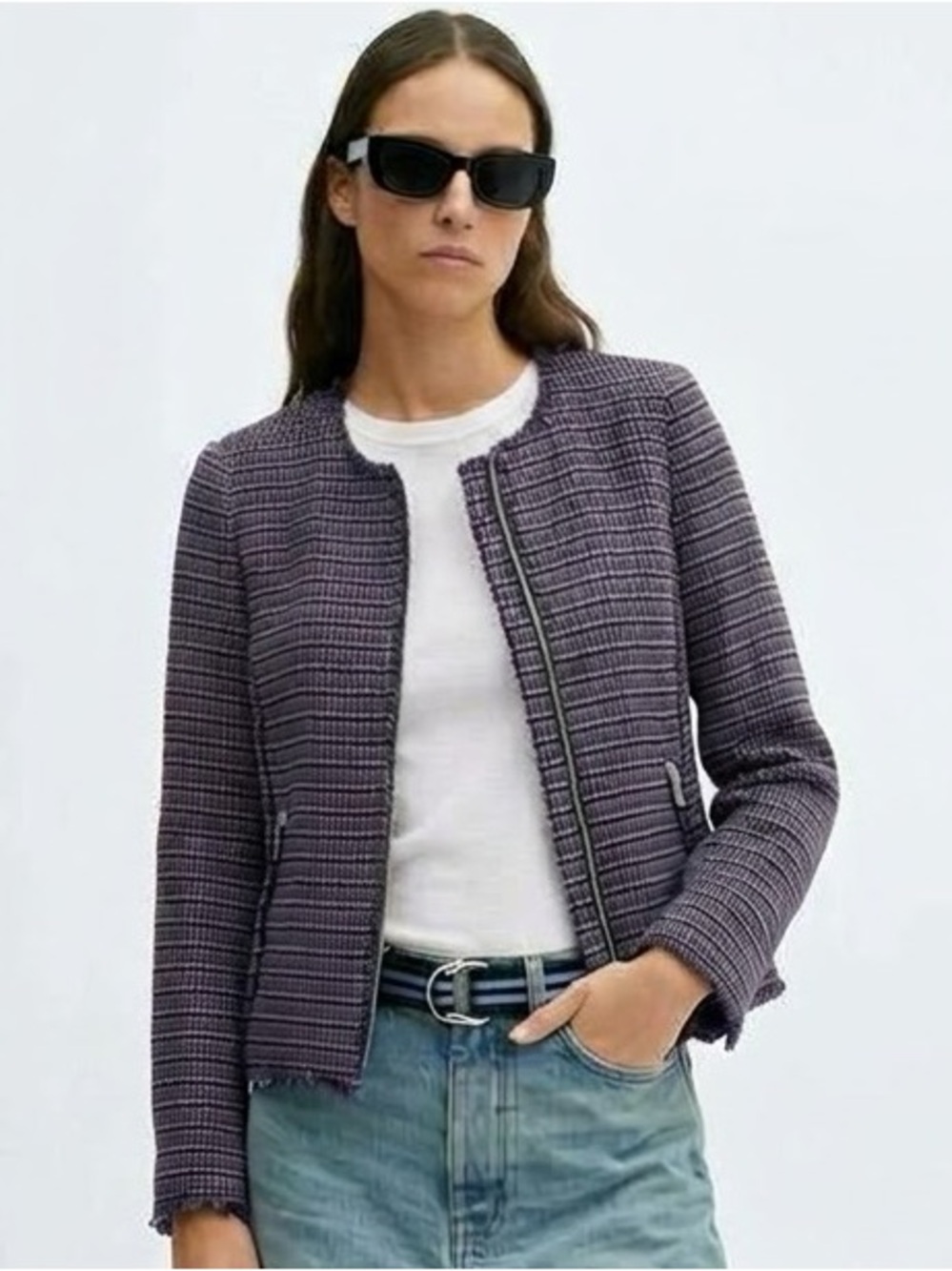 REBECCA TAYLOR $495 • small / 4 • Tweed Zip Front Classic Lady Jacket fall 2016